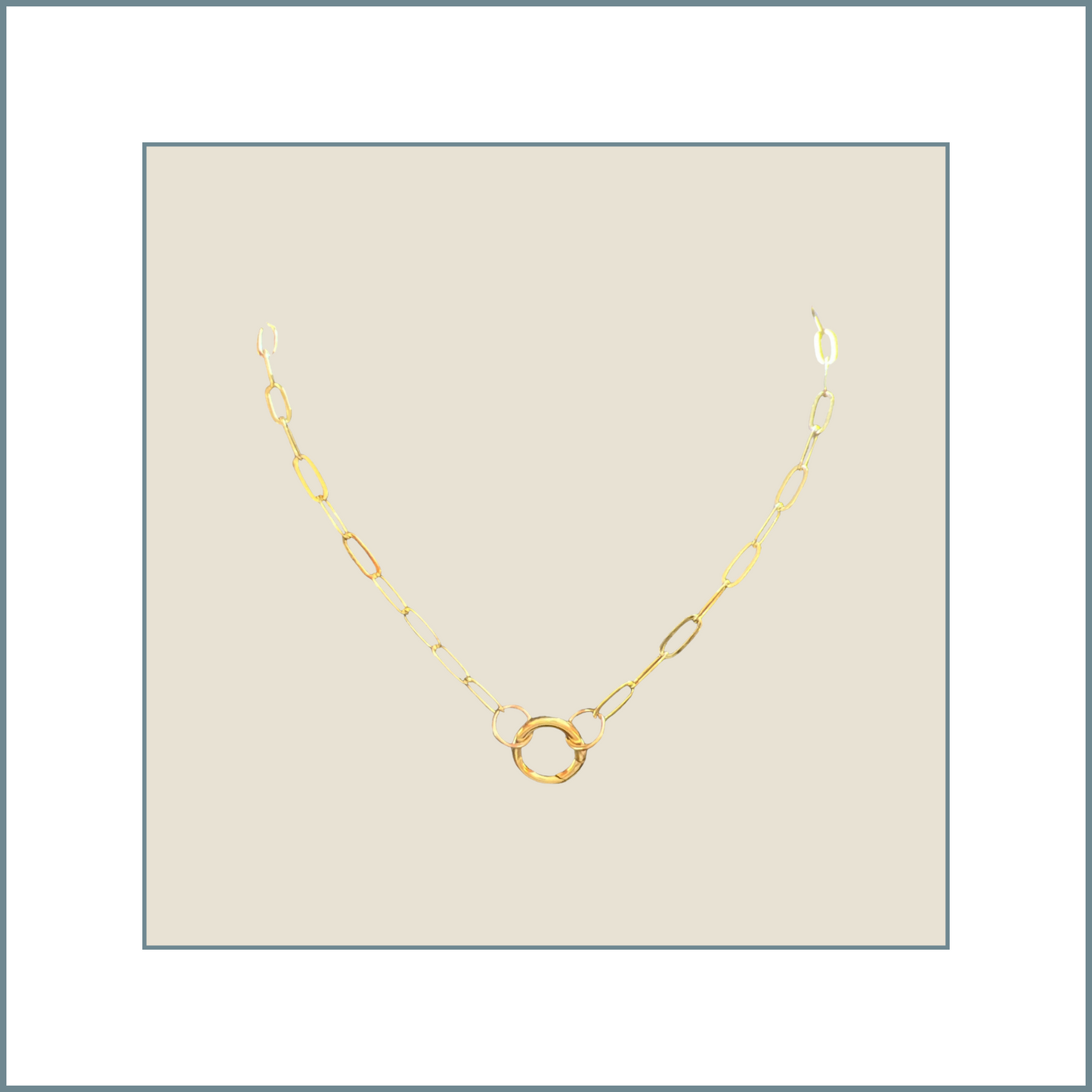 14k Gold Fill Brass Base Flat Paperclip Chain 4mm x 10mm with Push Gate Charm Holder