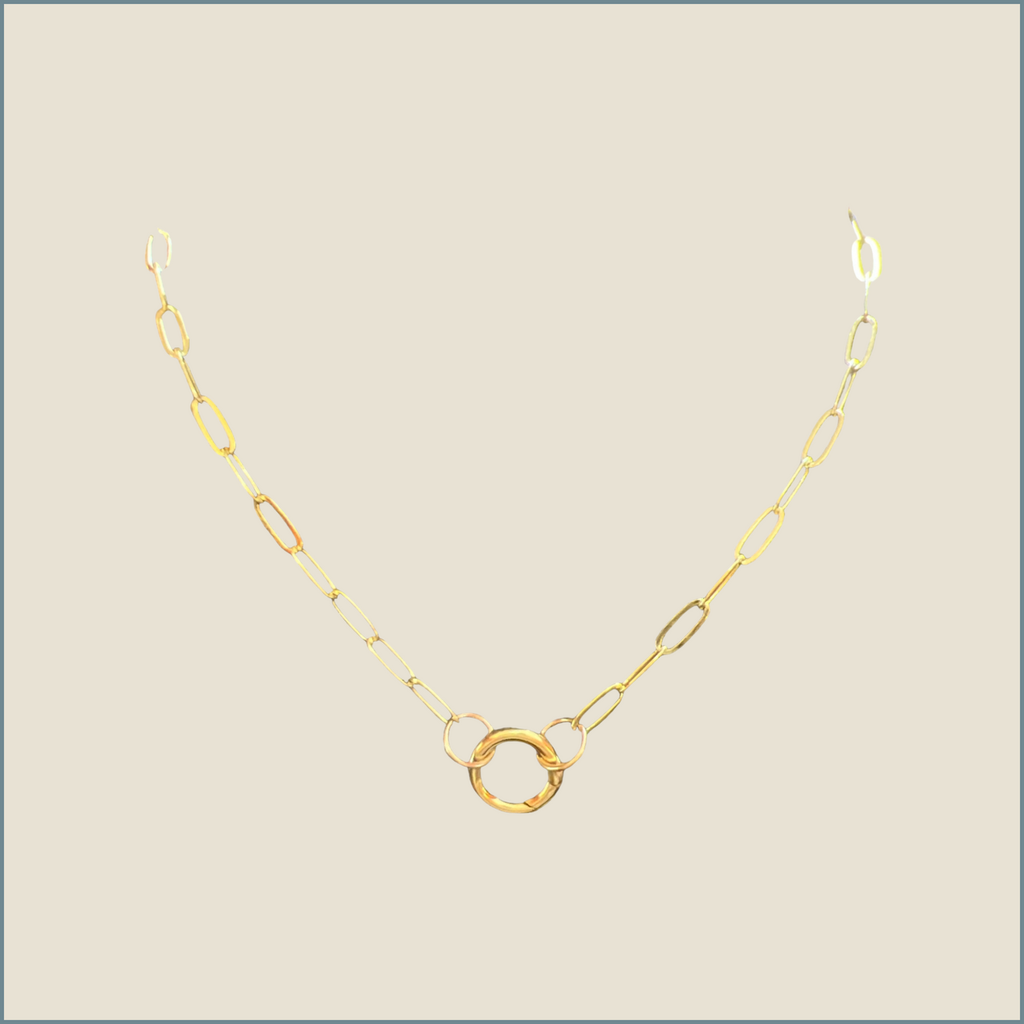 14k Gold Fill Brass Base Flat Paperclip Chain 4mm x 10mm with Push Gate Charm Holder