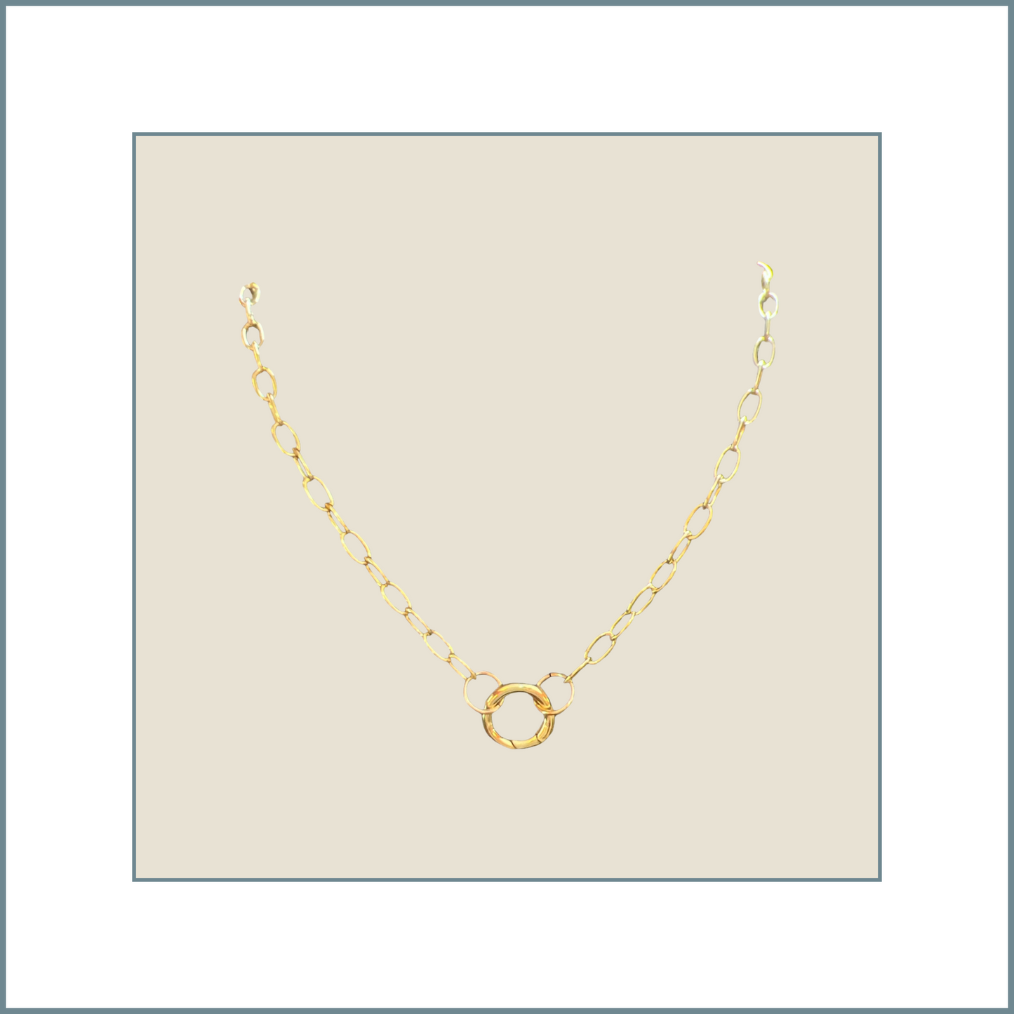 14k Gold Fill Over Brass Base Rounded Oval Paperclip Chain 3mm x 8mm with Push Gate Charm Holder
