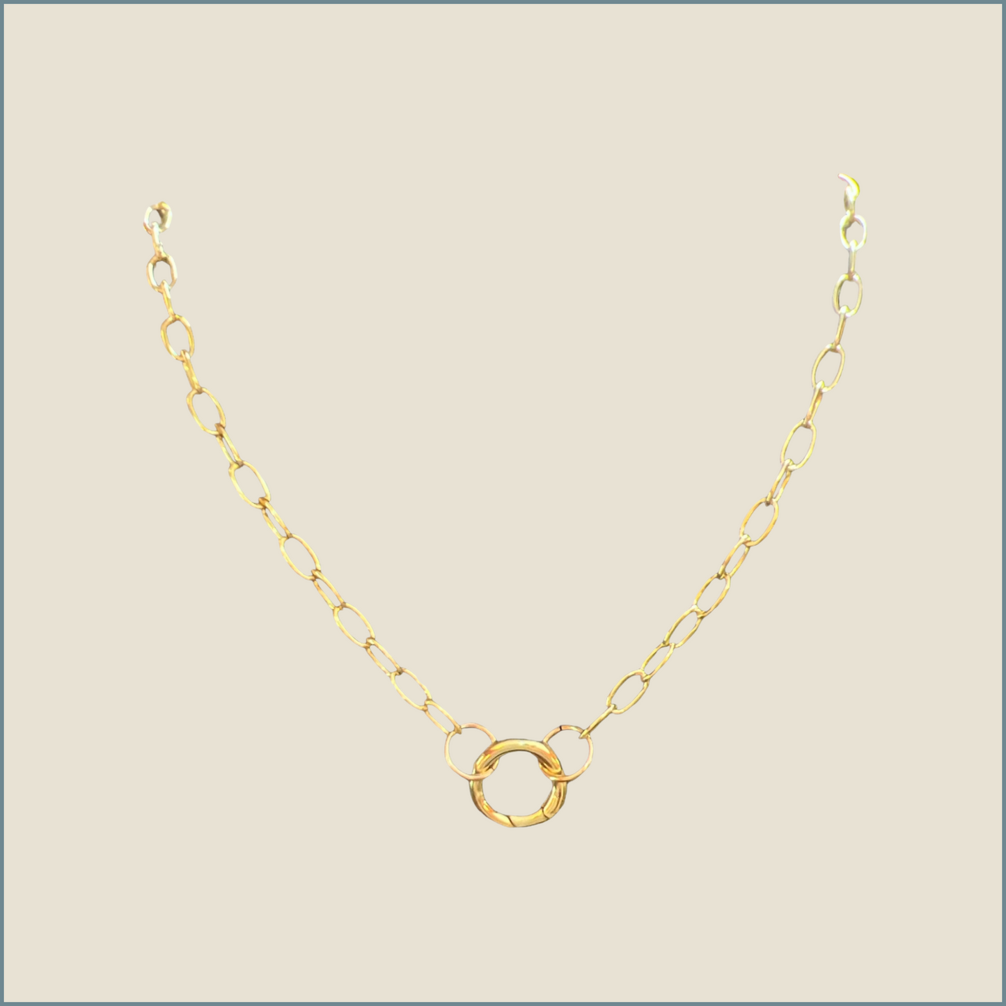 14k Gold Fill Over Brass Base Rounded Oval Paperclip Chain 3mm x 8mm with Push Gate Charm Holder