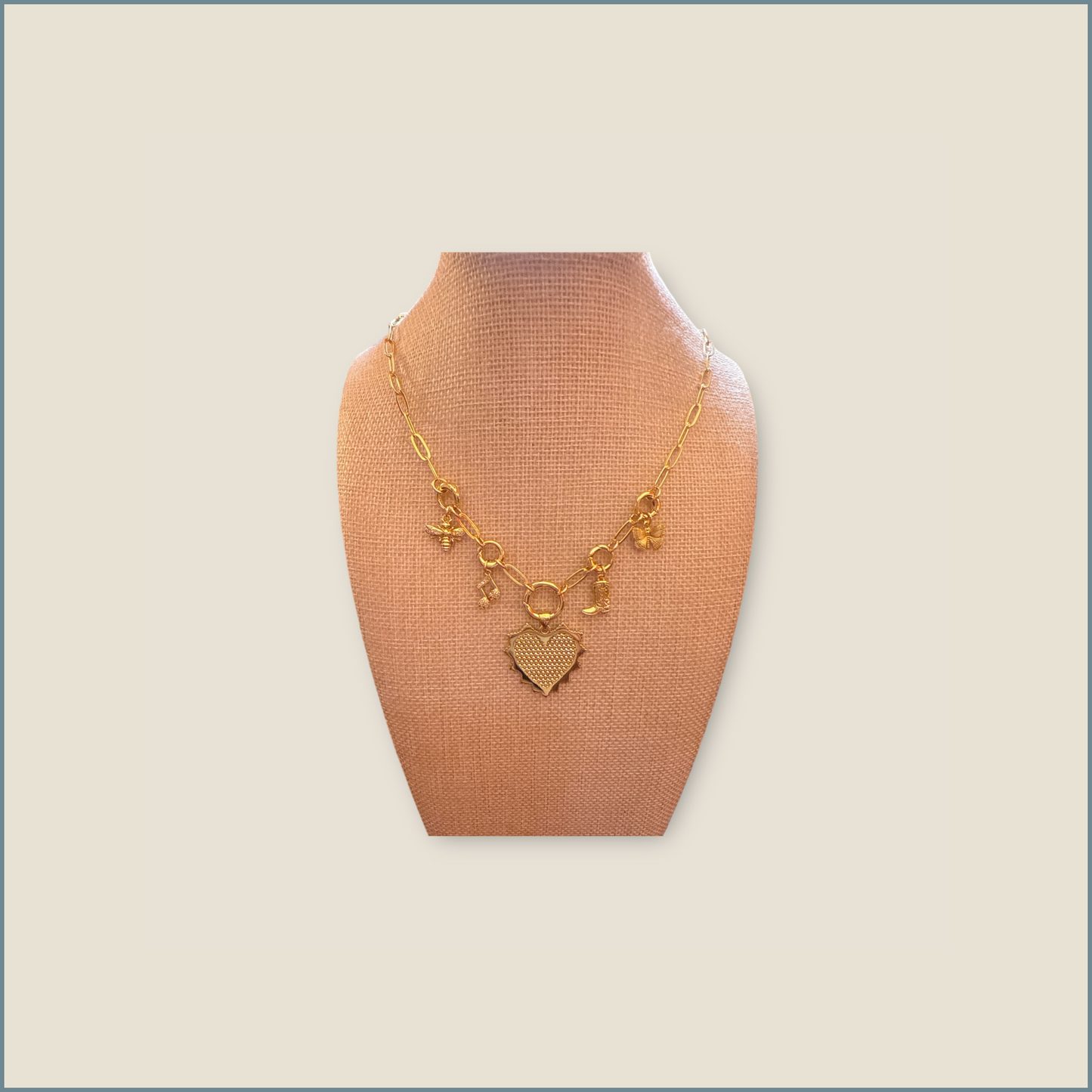 5 Push Gate Charm Holder - Flat Paperclip Chain 4mm x 10mm