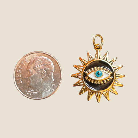 Black Enamel Evil Eye Sun Charm