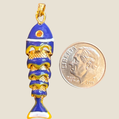 Cobalt Blue Articulated Fish Charm $20