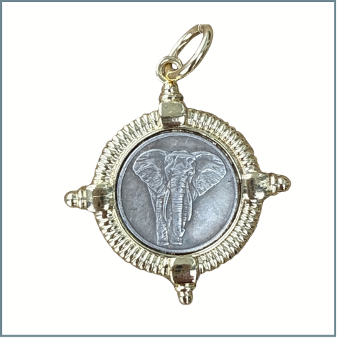 Silver Coin Elephant Charm