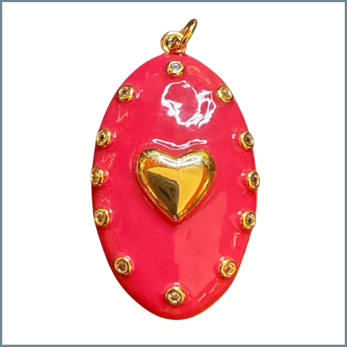 Large Enamel (Hot Pink Heart) Charm