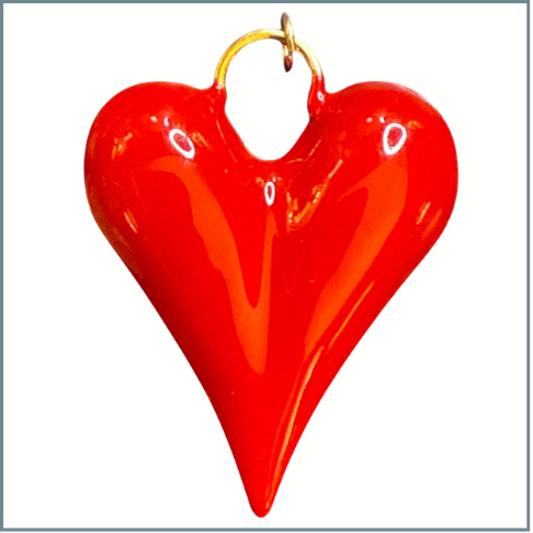 Large Red Enamel Heart Charm
