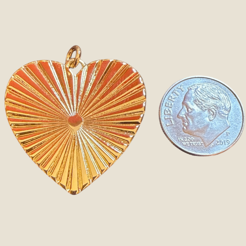 Large Striated Heart Charm $35