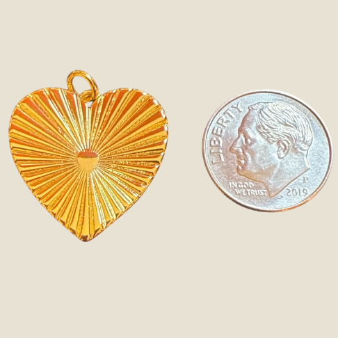 Medium Striated Heart Charm