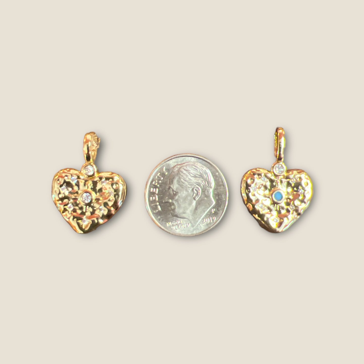 Hammered Heart with Zircon Charm