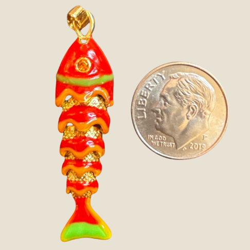 Red Articulated Fish Charm $20