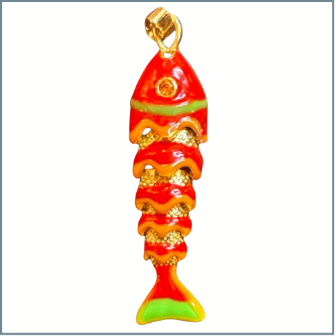 Red Articulated Fish Charm $20