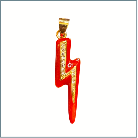 Red Enamel Embellished Lightning Bolt Charm