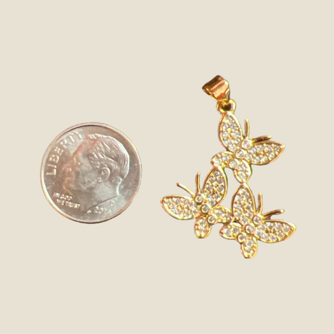 Triple Pave Butterfly Drop Charm