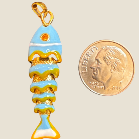 Turquoise Articulated Fish Charm