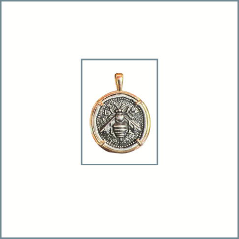 Silver Coin Bee Charm