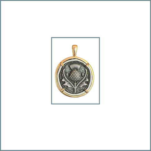 Scottish Thistle Silver Coin Charm