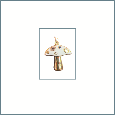 White Enamel Mushroom Charm