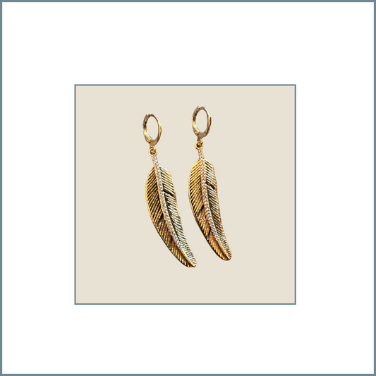 CZ Micro Pave Feather Earrings