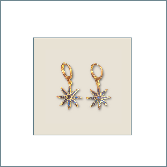 Cobalt Zirconia Pave Starfish Earrings