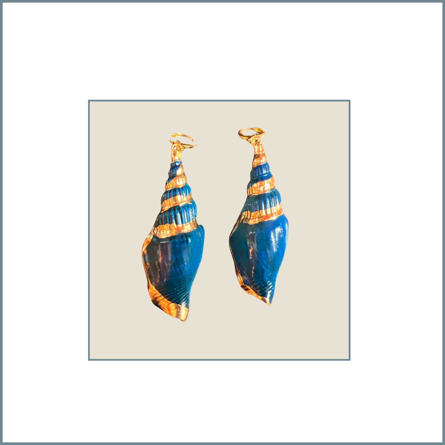 Long Turquoise Conch Shell Earrings