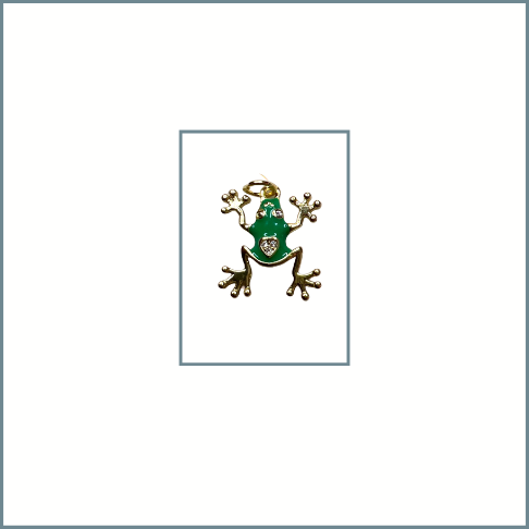 Green Enamel Frog Charm