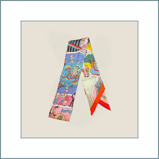 #34 Twilly Multicolor Mulberry Silk Scarf