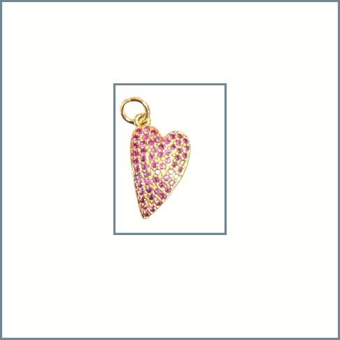 Hot Pink Zircon Heart Charm