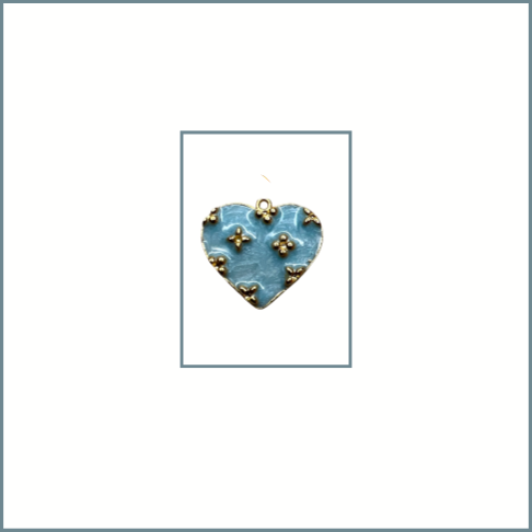 Turquoise Enamel Heart Charm