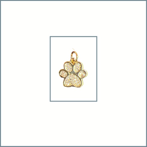 Micro Pave Dog Paw Charm