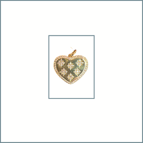 Micro Pave Star Heart Charm