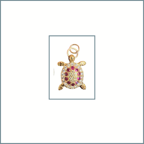 Magenta Micro Pave Turtle Charm