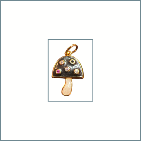 Black Embellished Mushroom Charm