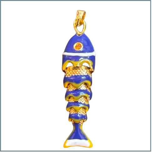 Cobalt Blue Articulated Fish Charm $20