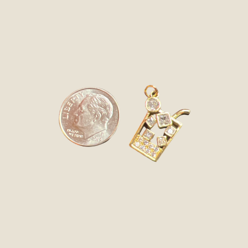 Cocktail with CZ Ice Cubes Charm