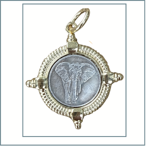 Silver Coin Elephant Charm