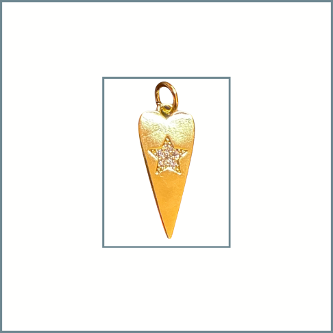 Elongated Small Heart with Star Charm