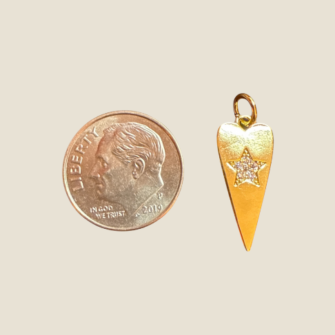 Elongated Small Heart with Star Charm