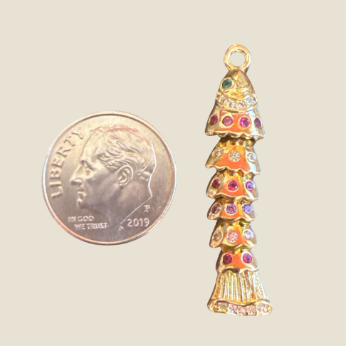 Embellished Reticulated Fish Charm