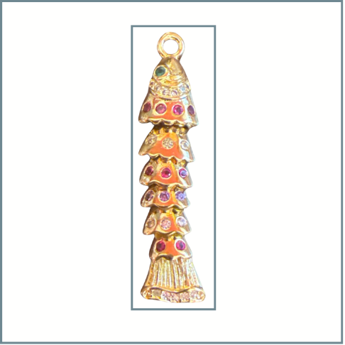 Embellished Reticulated Fish Charm