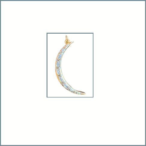 Gold Filled Clear CZ Dotted Crescent Moon Charm