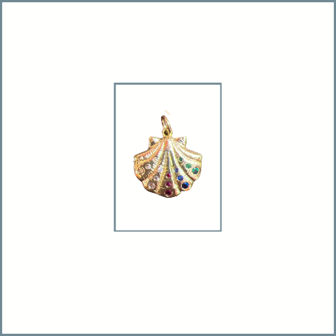 Gold Shell Embellished with Stones Charm