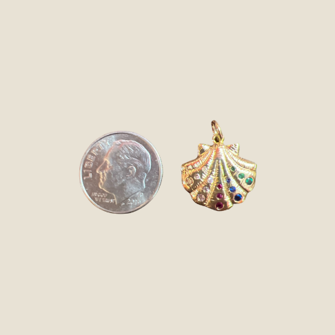 Gold Shell Embellished with Stones Charm