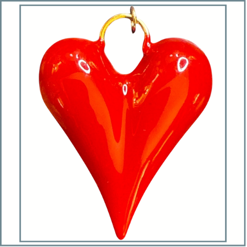 Large Red Enamel Heart Charm