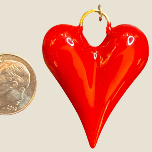 Large Red Enamel Heart Charm