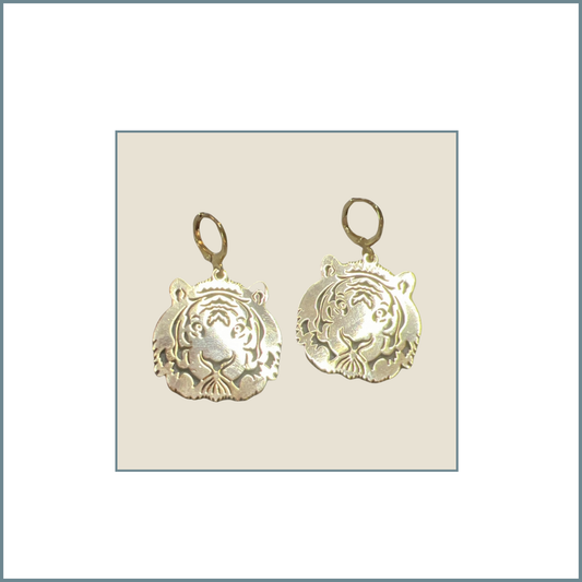 Large Face Tiger Earrings