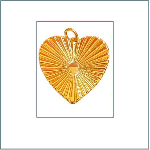 Medium Striated Heart  Charm