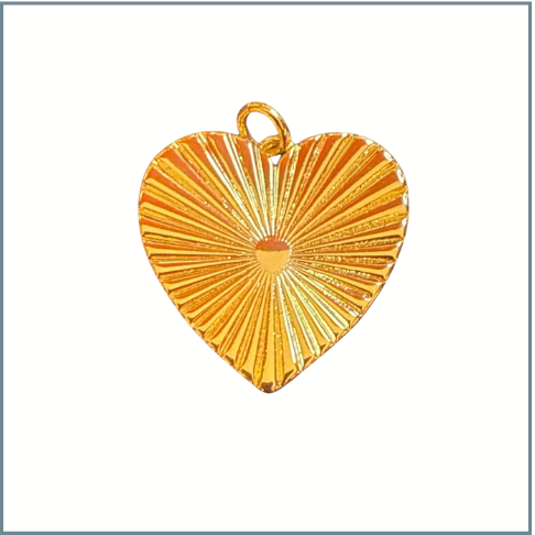 Medium Striated Heart  Charm