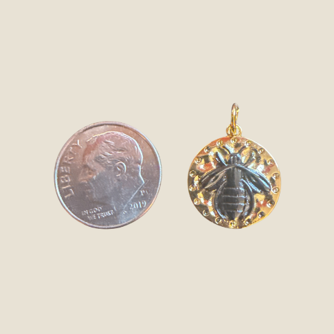 Mixed Metal Bee Coin Charm