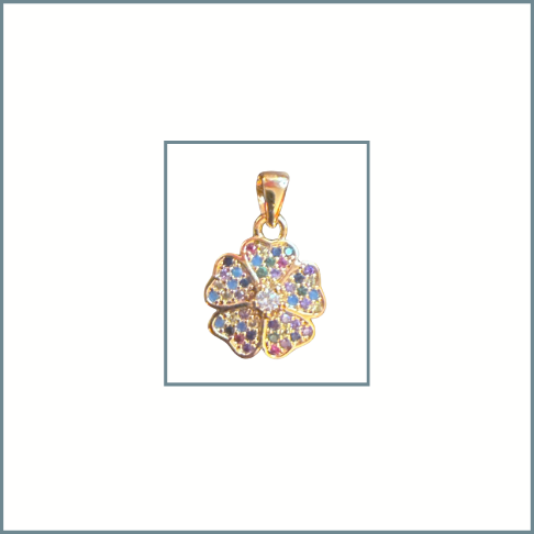 Multi Color Pave Clover Charm