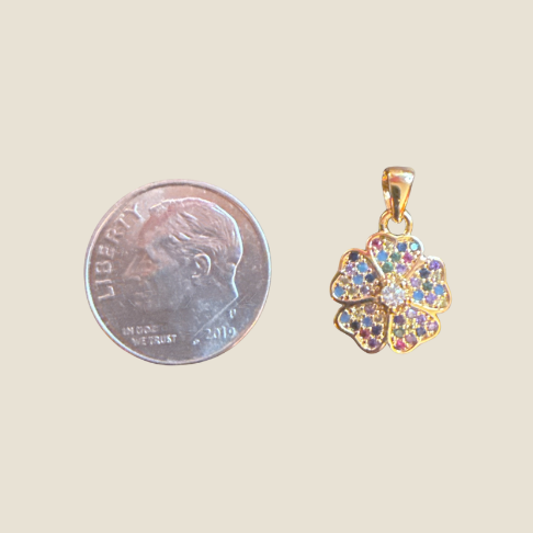 Multi Color Pave Clover Charm